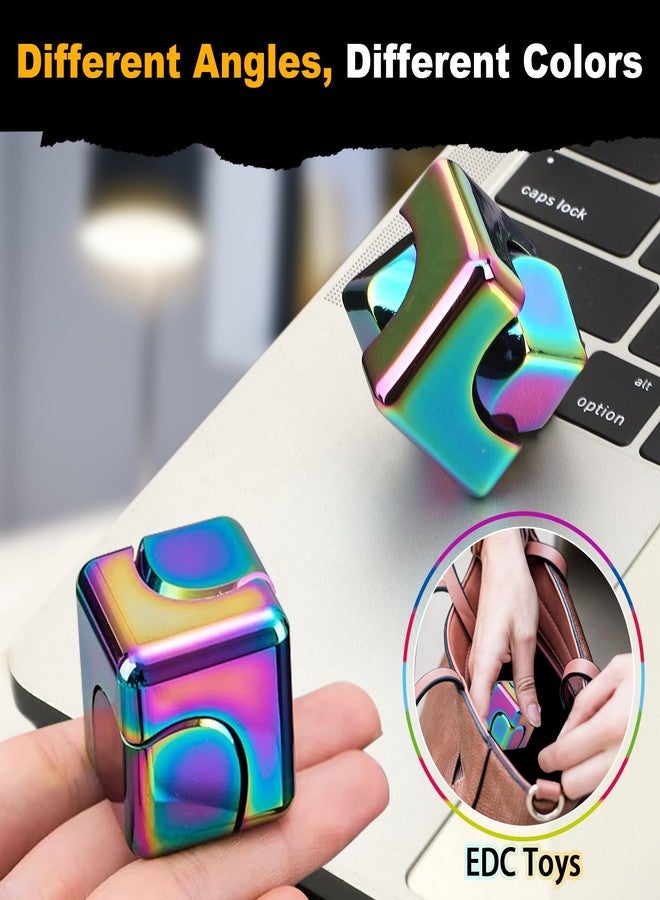 Dilabnba Infinity Cube Fidget Spinner Toy for Kid Adult, Metal EDC Fidget Block Figner Spinner 4 in 1 Focus Spinning Toy, Cool Sensory Desk Gadget Stress Relief Gift for Boy Girl Teen Men (Rainbow) - Image 4